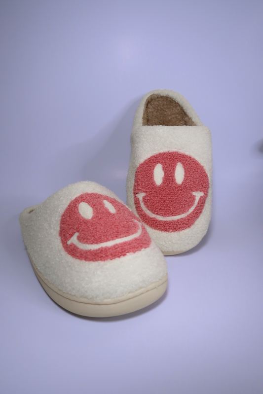 Pink Smiley Face Slippers